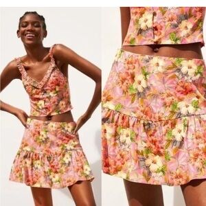 ZARA Tropical Floral Skirt